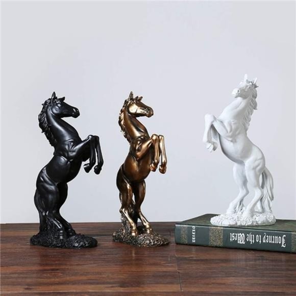 Standing Horse Resin StatueResin Standing Fighting Horse Sculpture for HomeDecor - Picture 4 of 6